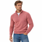 Herren Baumwoll-Strickpullover | V-Ausschnitt & Reißverschluss | Langarm