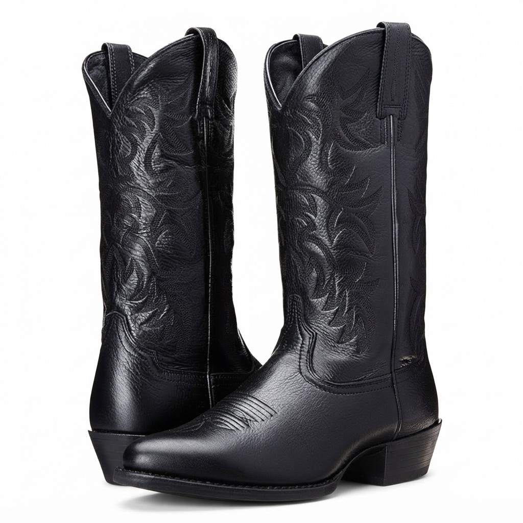 Herren Cowboystiefel | Kunstleder & Te ilfutter | Gummisohle mit 4 cm Absatz