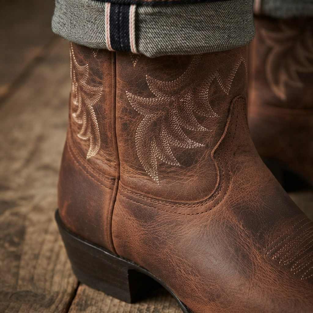 Herren Cowboystiefel | Kunstleder & Te ilfutter | Gummisohle mit 4 cm Absatz