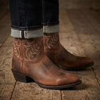 Herren Cowboystiefel | Kunstleder & Te ilfutter | Gummisohle mit 4 cm Absatz