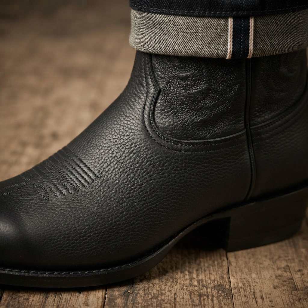 Herren Cowboystiefel | Kunstleder & Te ilfutter | Gummisohle mit 4 cm Absatz