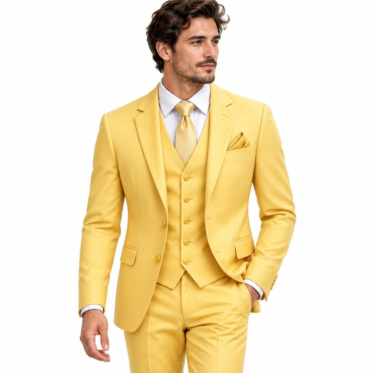 Herren Dreiteiler-Anzug | Slim Fit mit Jacke, Weste & Hose | Feines Reversdesign