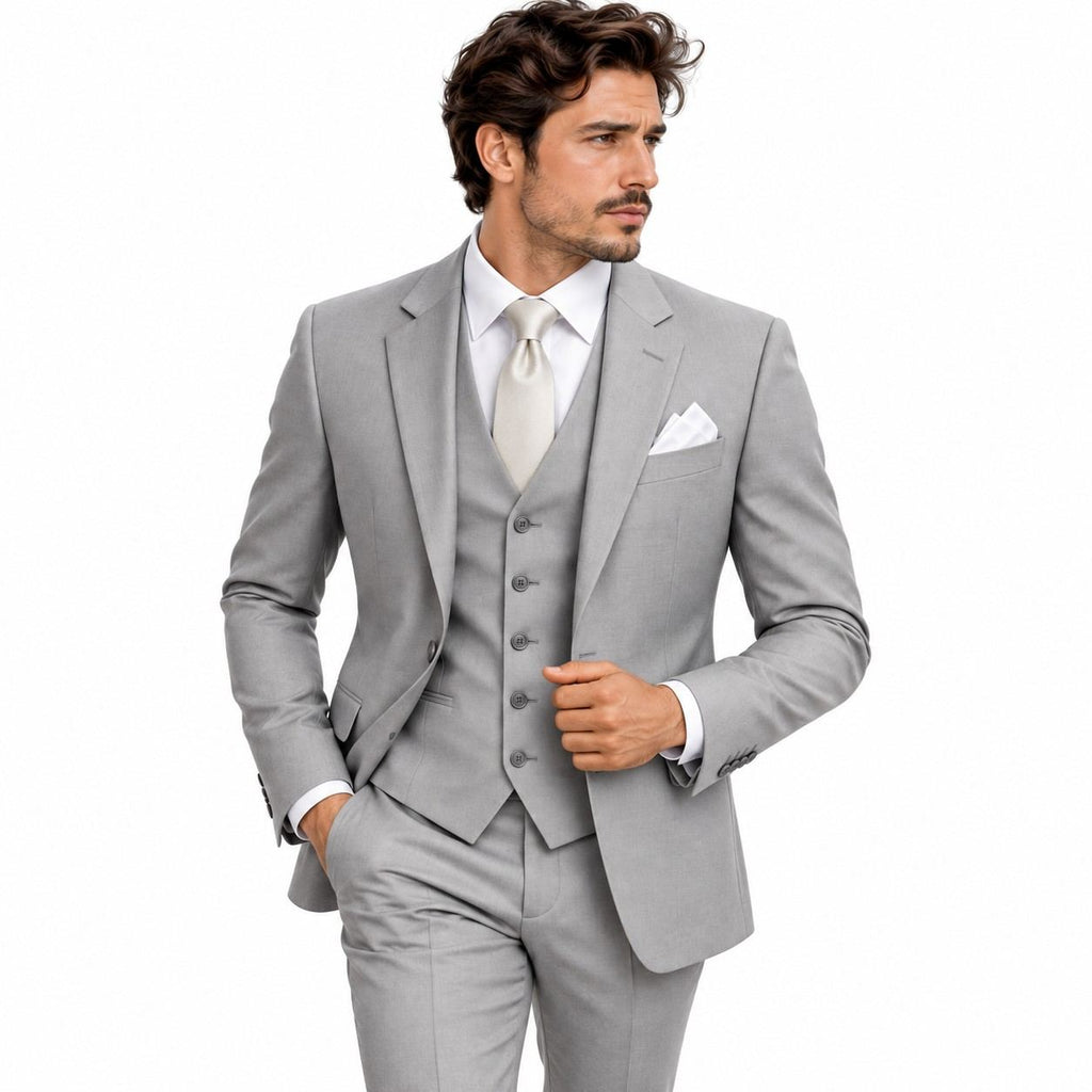 Herren Dreiteiler-Anzug | Slim Fit mit Jacke, Weste & Hose | Feines Reversdesign