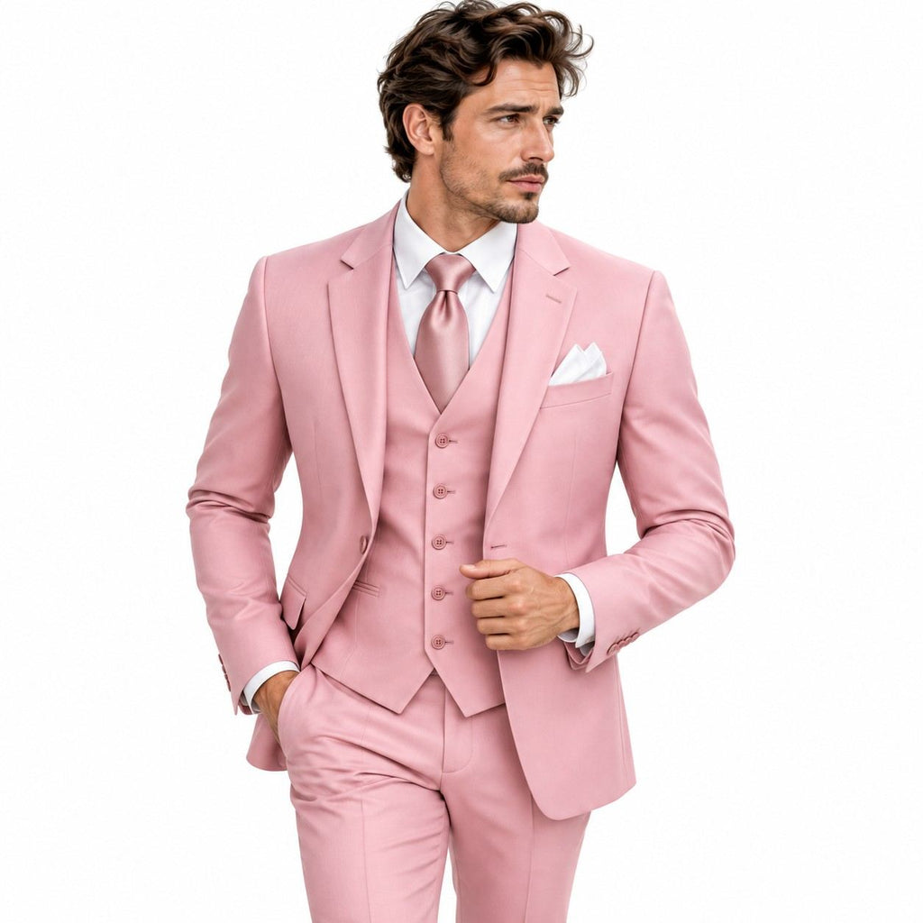 Herren Dreiteiler-Anzug | Slim Fit mit Jacke, Weste & Hose | Feines Reversdesign