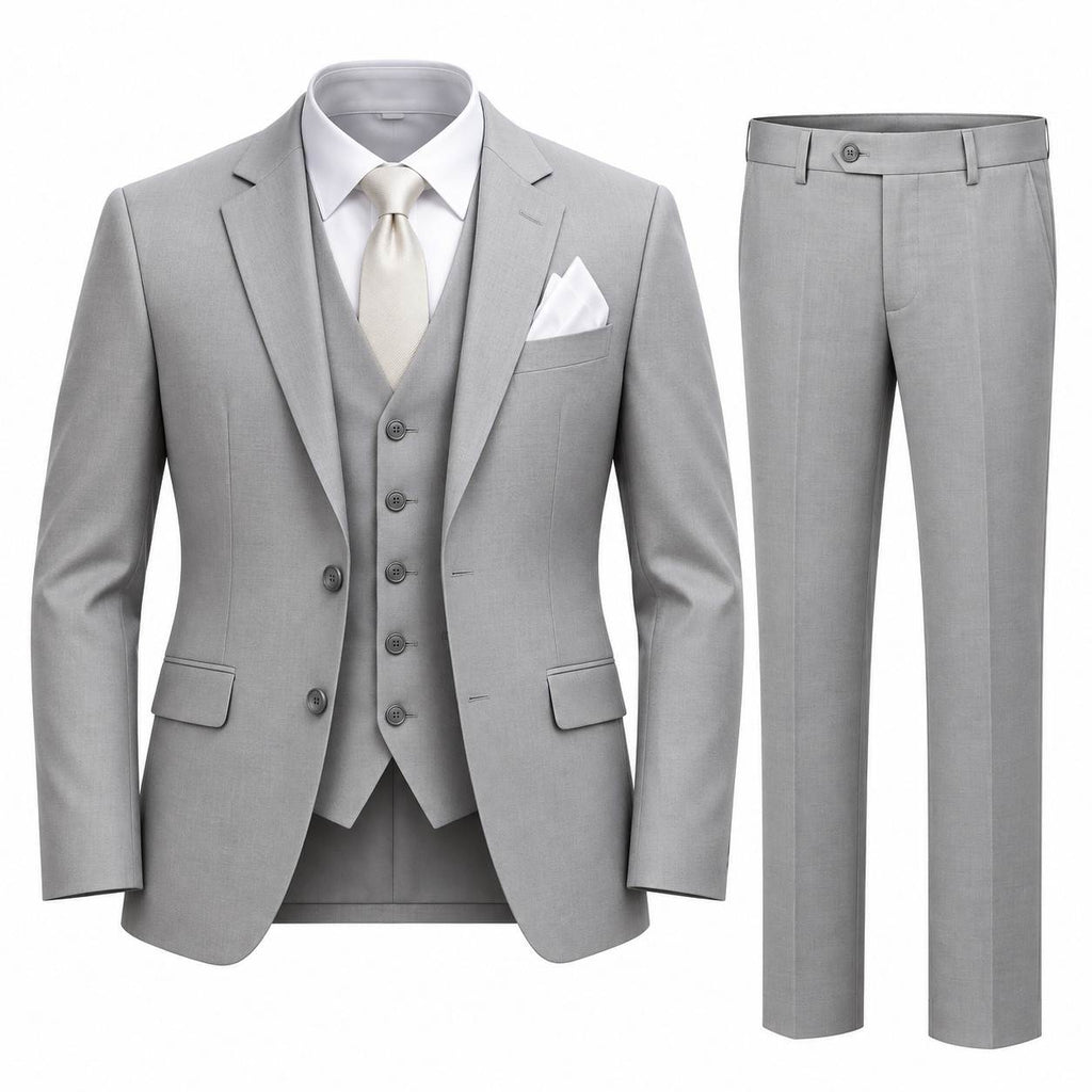 Herren Dreiteiler-Anzug | Slim Fit mit Jacke, Weste & Hose | Feines Reversdesign