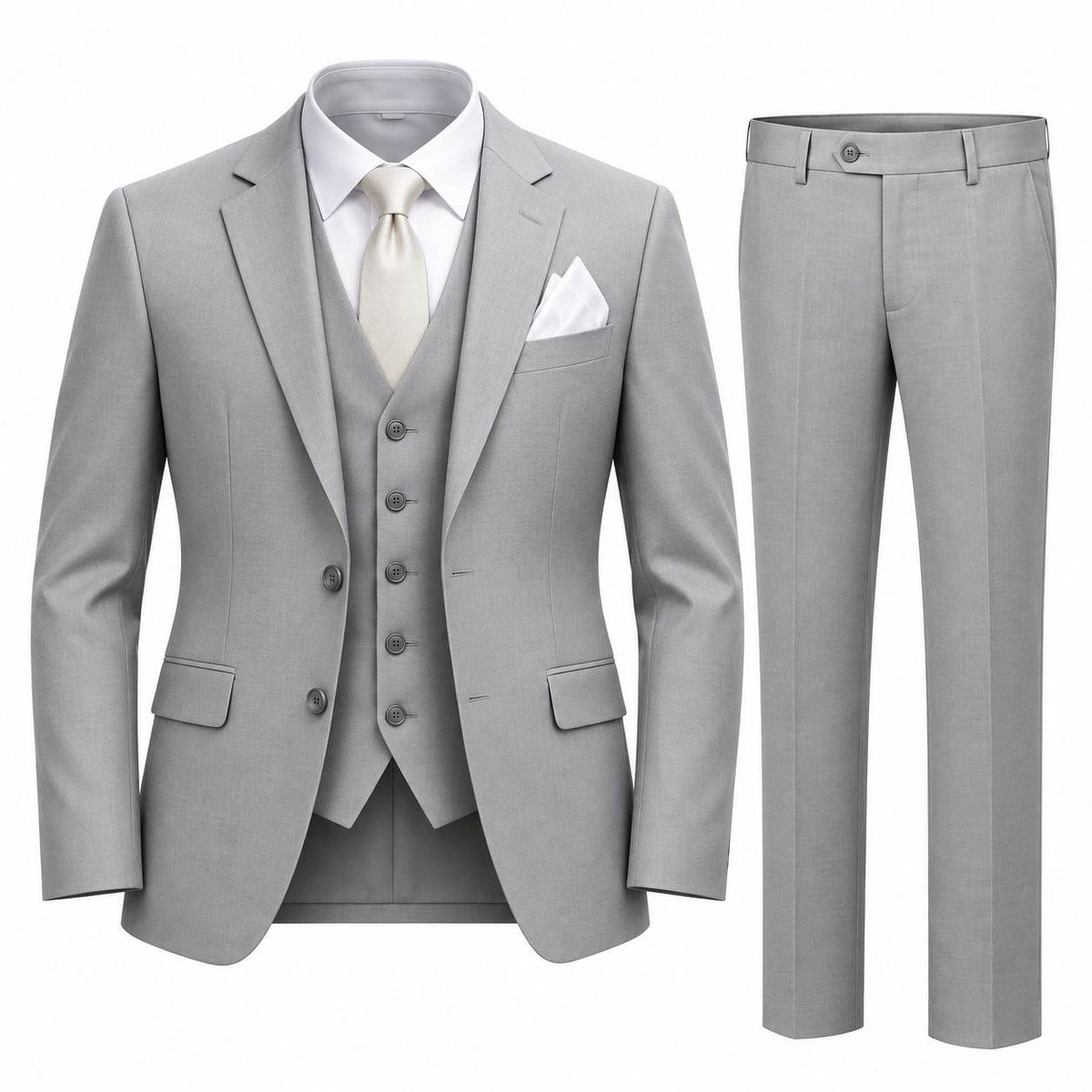 Herren Dreiteiler-Anzug | Slim Fit mit Jacke, Weste & Hose | Feines Reversdesign