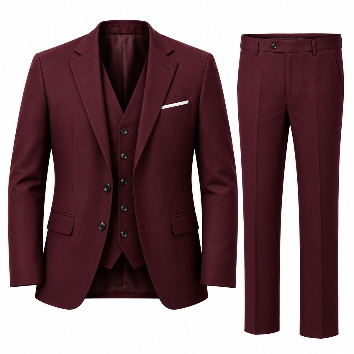 Herren Dreiteiler-Anzug | Slim Fit mit Jacke, Weste & Hose | Feines Reversdesign