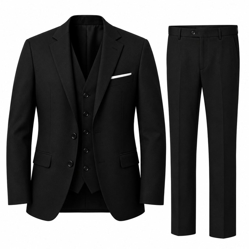 Herren Dreiteiler-Anzug | Slim Fit mit Jacke, Weste & Hose | Feines Reversdesign