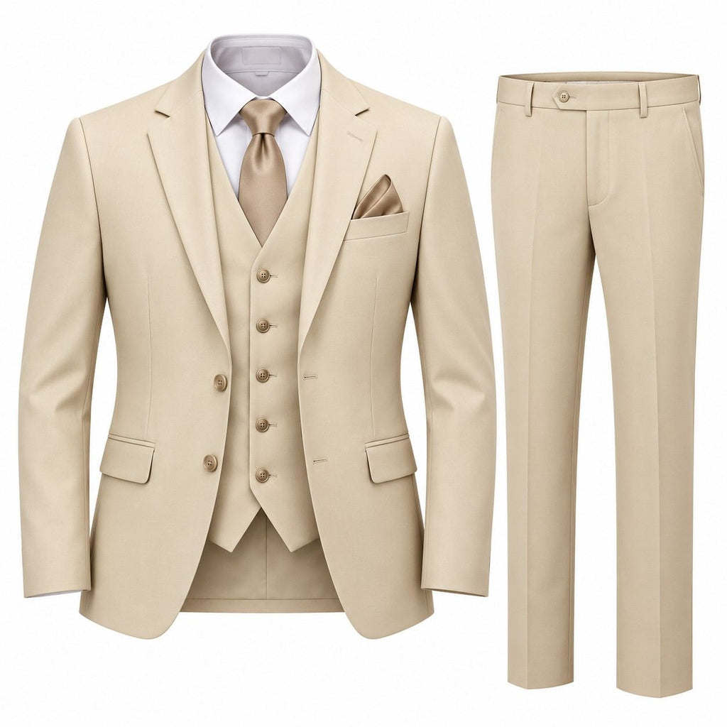 Herren Dreiteiler-Anzug | Slim Fit mit Jacke, Weste & Hose | Feines Reversdesign