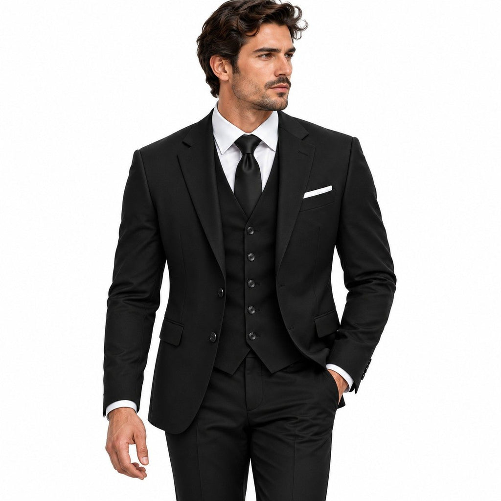 Herren Dreiteiler-Anzug | Slim Fit mit Jacke, Weste & Hose | Feines Reversdesign
