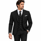 Herren Dreiteiler-Anzug | Slim Fit mit Jacke, Weste & Hose | Feines Reversdesign