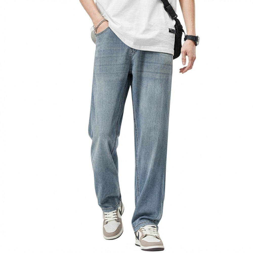 Herren Hose mit Geradem Bein | Denim mit Medium-Waschung | Mittelhoher Bund