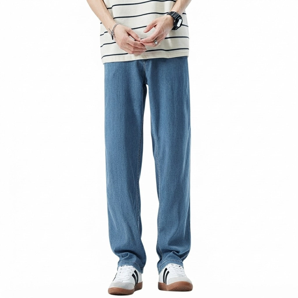 Herren Hose mit Geradem Bein | Denim mit Medium-Waschung | Mittelhoher Bund