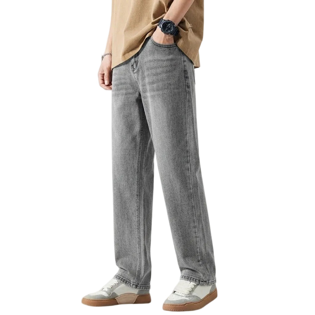 Herren Hose mit Geradem Bein | Denim mit Medium-Waschung | Mittelhoher Bund