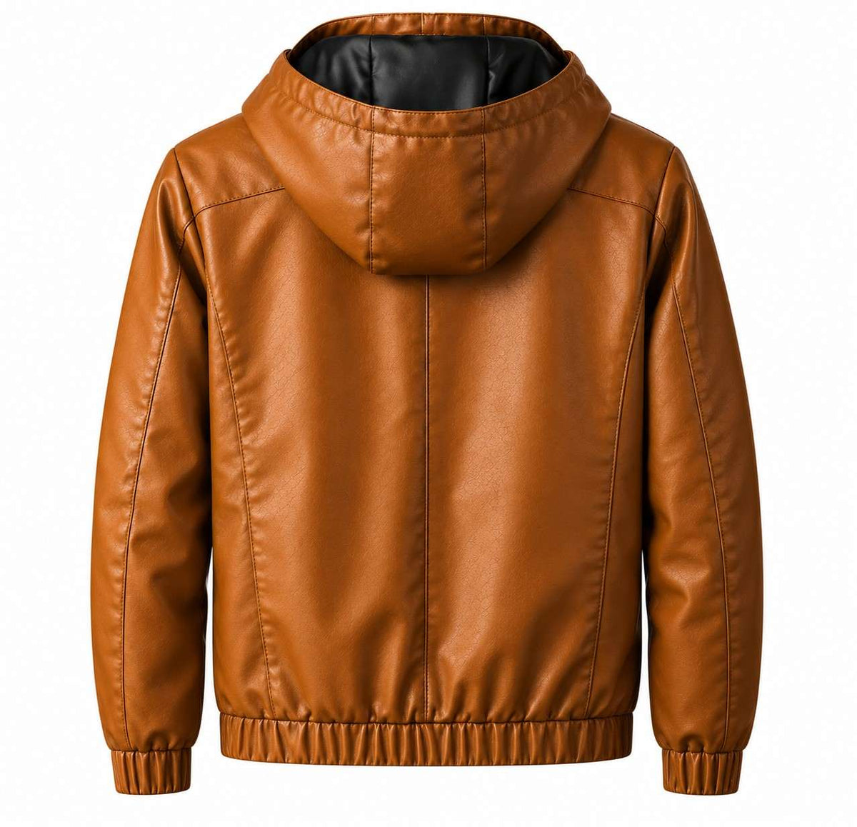 Herren Kunstlederjacke | Integrierte Kapuze mit Kordelzug | Regular Fit mit Reißverschluss