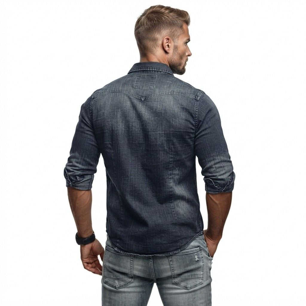 Herren Langarmhemd | Polyester & Baumwolle | Umschlagkragen und Einfarbiges Design