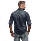 Herren Langarmhemd | Polyester & Baumwolle | Umschlagkragen und Einfarbiges Design