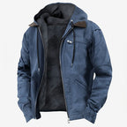Herren PU-Langjacke | Kapuze & Frontreißverschluss | Baumwollgefüttertes Winterdesign