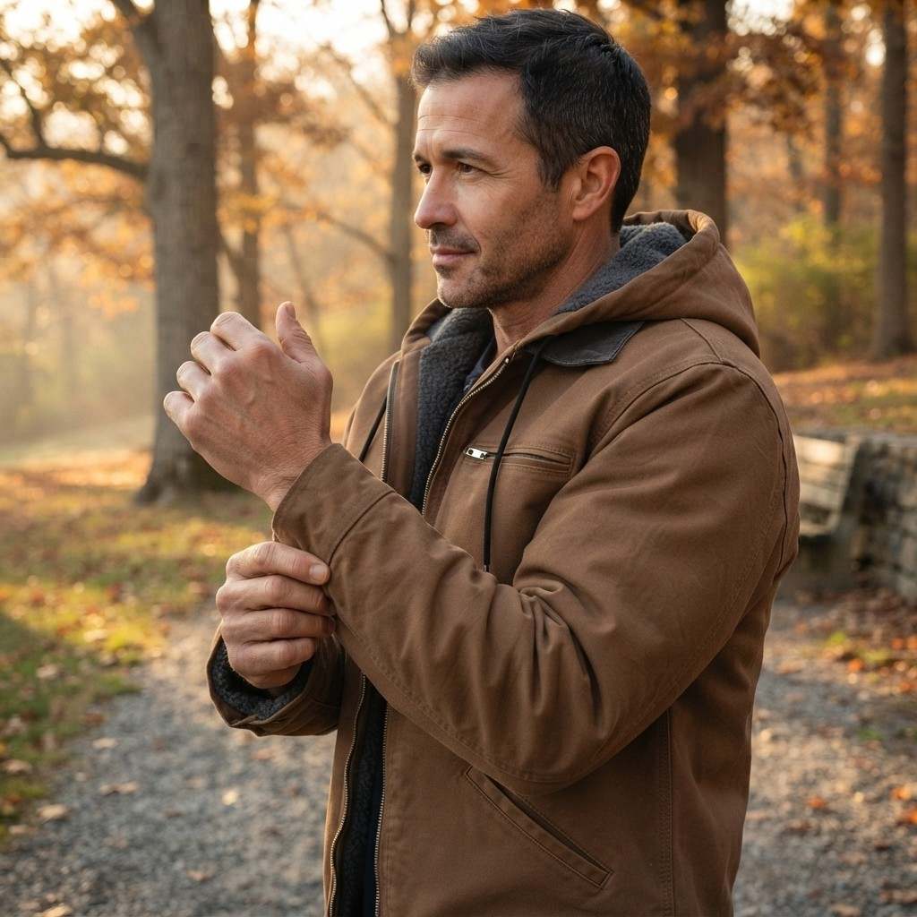 Herren PU-Langjacke | Kapuze & Frontreißverschluss | Baumwollgefüttertes Winterdesign