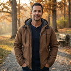Herren PU-Langjacke | Kapuze & Frontreißverschluss | Baumwollgefüttertes Winterdesign