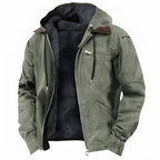 Herren PU-Langjacke | Kapuze & Frontreißverschluss | Baumwollgefüttertes Winterdesign