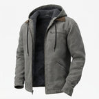 Herren PU-Langjacke | Kapuze & Frontreißverschluss | Baumwollgefüttertes Winterdesign