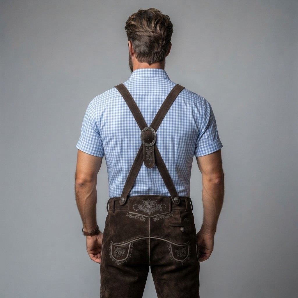 Herren PU-Leder Kniehose | Gedruckte Details | Seitentaschen fürs Oktoberfest