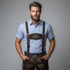 Herren PU-Leder Kniehose | Gedruckte Details | Seitentaschen fürs Oktoberfest