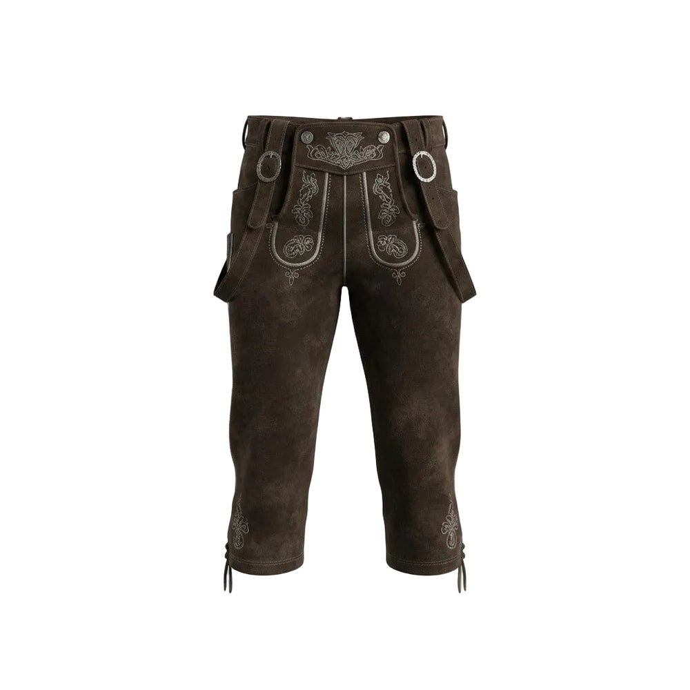 Herren PU-Leder Kniehose | Gedruckte Details | Seitentaschen fürs Oktoberfest