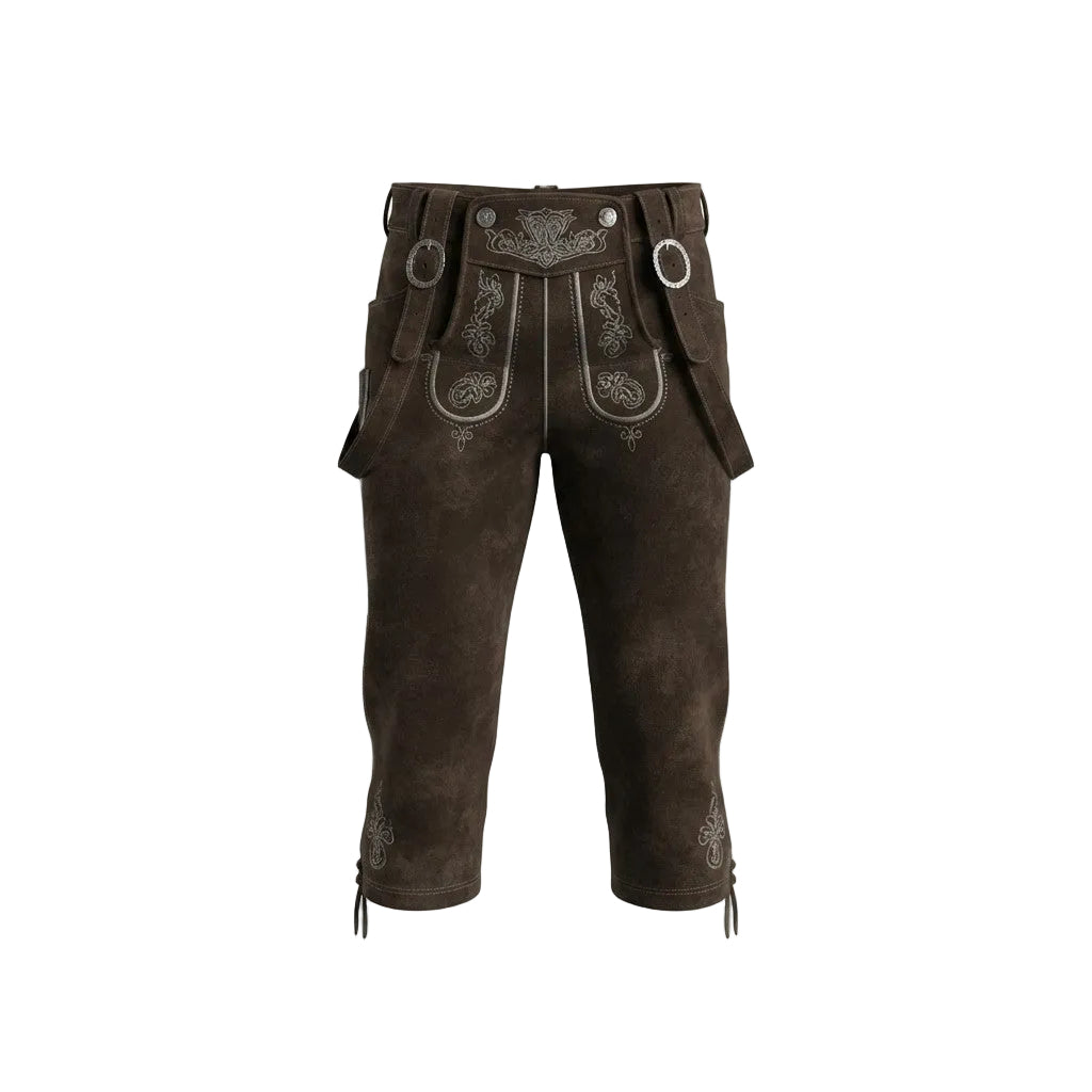 Herren PU-Leder Kniehose | Gedruckte Details | Seitentaschen fürs Oktoberfest