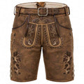 Herren PU-Lederhose | Bayerisch Inspiriertes Design | Stickerei & Regular Fit