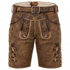 Herren PU-Lederhose | Bayerisch Inspiriertes Design | Stickerei & Regular Fit