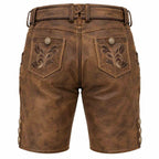 Herren PU-Lederhose | Bayerisch Inspiriertes Design | Stickerei & Regular Fit