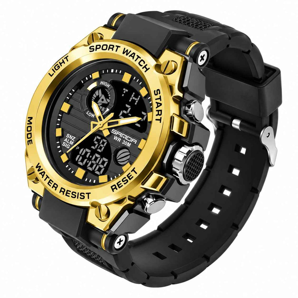 Herren Sportuhr | Analog-Digital Anzeige & Quarzwerk | Alarm, Stoppuhr & LED-Licht