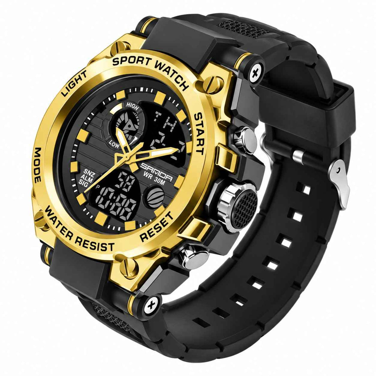 Herren Sportuhr | Analog-Digital Anzeige & Quarzwerk | Alarm, Stoppuhr & LED-Licht