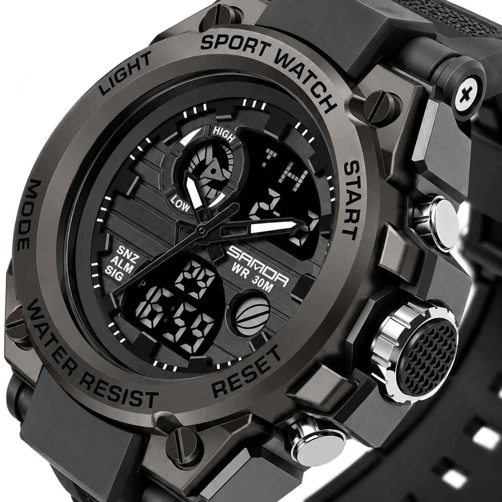 Herren Sportuhr | Analog-Digital Anzeige & Quarzwerk | Alarm, Stoppuhr & LED-Licht