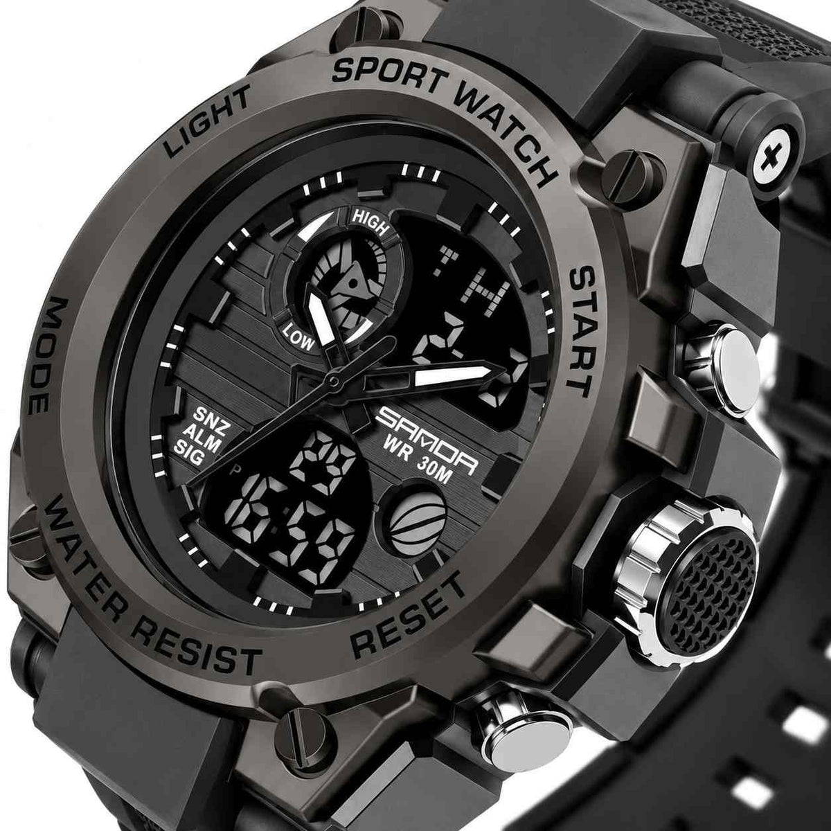 Herren Sportuhr | Analog-Digital Anzeige & Quarzwerk | Alarm, Stoppuhr & LED-Licht