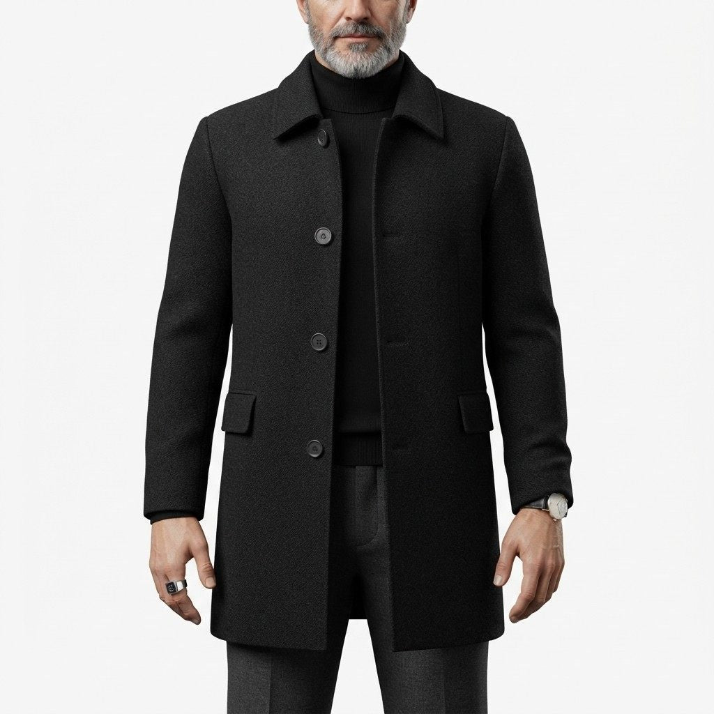 Herren Wolljacke | Strukturierter Stoff & Knöpfe | Classic Fit mit Taschen