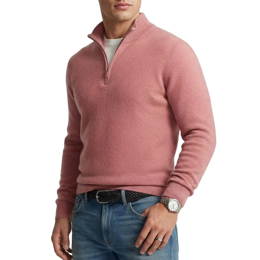 Herren Wollmisch-Pullover | Polyester & Wolle | Strukturierter Kragen & Knopfleiste