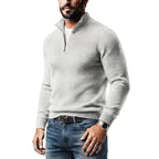 Herren Wollmisch-Pullover | Polyester & Wolle | Strukturierter Kragen & Knopfleiste