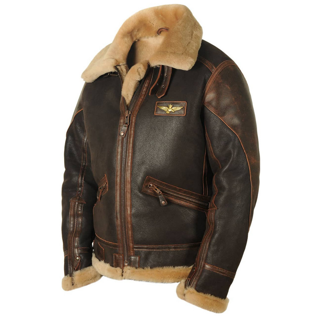 Herren PU-Bikerjacke | Kunstfellkragen | Reißverschluss & Polyesterfutter für Winter
