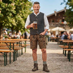 Herren PU-Lederhose | Bayerisch Inspiriertes Design | Stickerei & Regular Fit