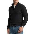 Herren Wollmisch-Pullover | Polyester & Wolle | Strukturierter Kragen & Knopfleiste