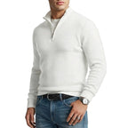 Herren Wollmisch-Pullover | Polyester & Wolle | Strukturierter Kragen & Knopfleiste