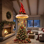 Hängende Weihnachtsmützen-Dekoration | Warme LEDs & Sternenlichterkette | 60 cm Weihnachtsdeko