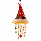 Hängende Weihnachtsmützen-Dekoration | Warme LEDs & Sternenlichterkette | 60 cm Weihnachtsdeko