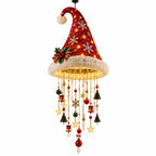Hängende Weihnachtsmützen-Dekoration | Warme LEDs & Sternenlichterkette | 60 cm Weihnachtsdeko