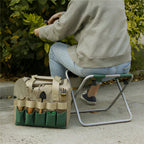 Klappbarer Gartenhocker - Metall Gartensitz mit Werkzeugtasche