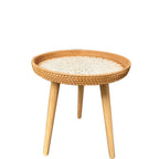 Runder Rattan Couchtisch - Naturfarbener Beistelltisch