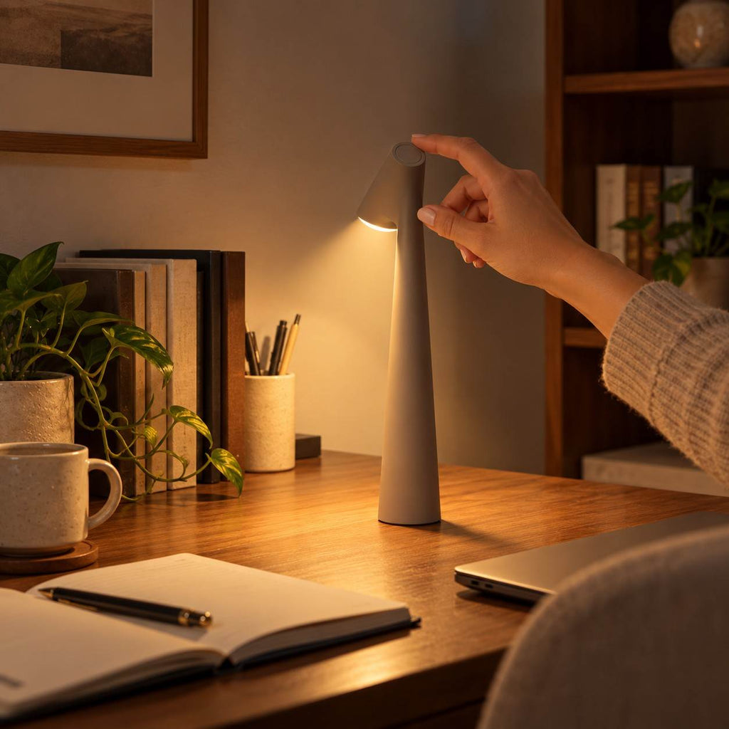 Kabellose LED-Tischlampe | Wiederaufladbares Aluminiumgehäuse | USB-Ladung mit 3-stufiger Touch-Dimmung